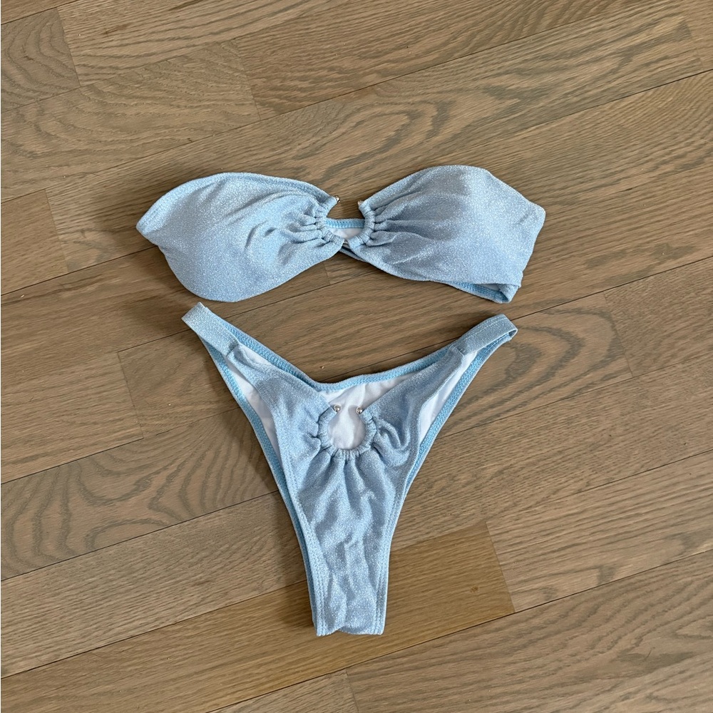 Light Blue Bandeau Bikini Set